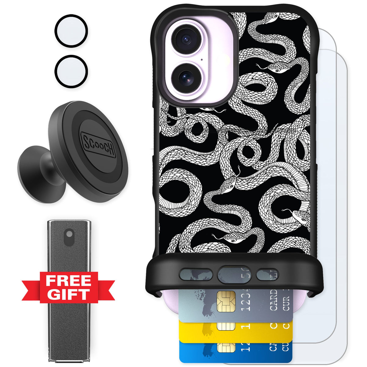 Scooch Wingmate Snakes for iPhone 17 — Defender Bundle