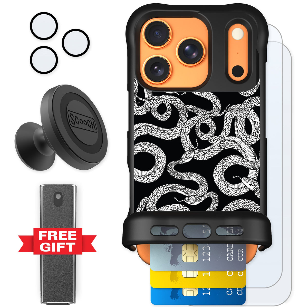 Scooch Wingmate Snakes for iPhone 17 Pro — Defender Bundle