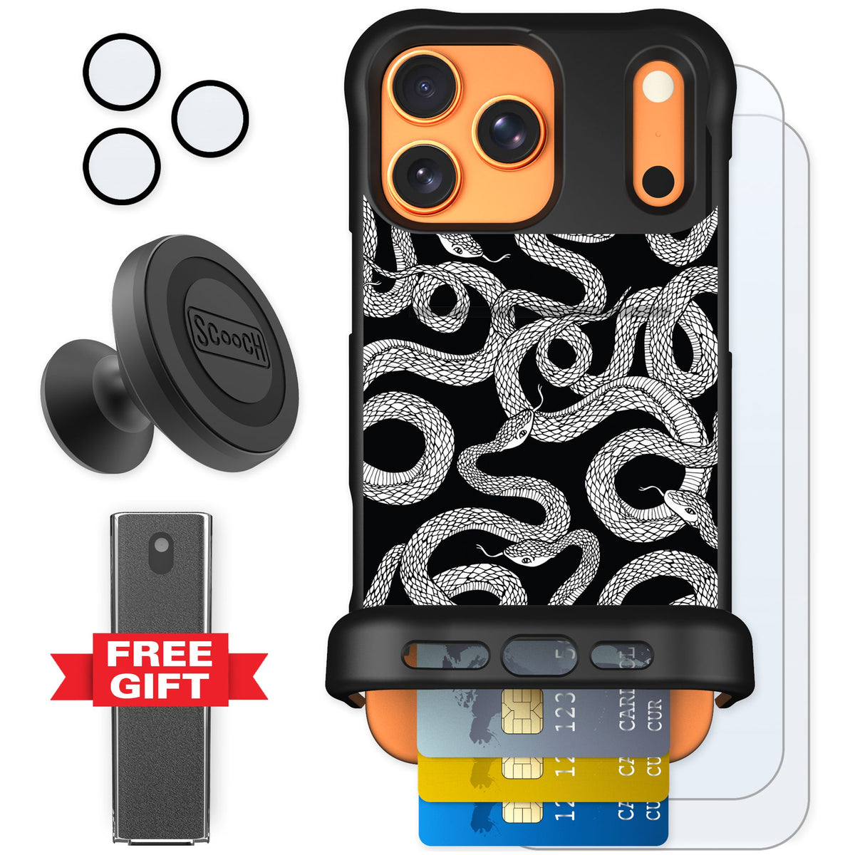 Scooch Wingmate Snakes for iPhone 17 Pro Max — Defender Bundle
