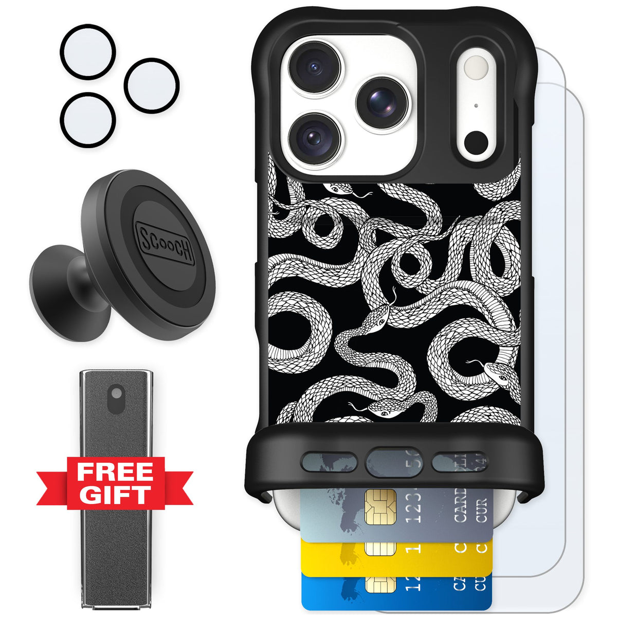 Scooch Wingmate Snakes for iPhone 18 Pro — Defender Bundle