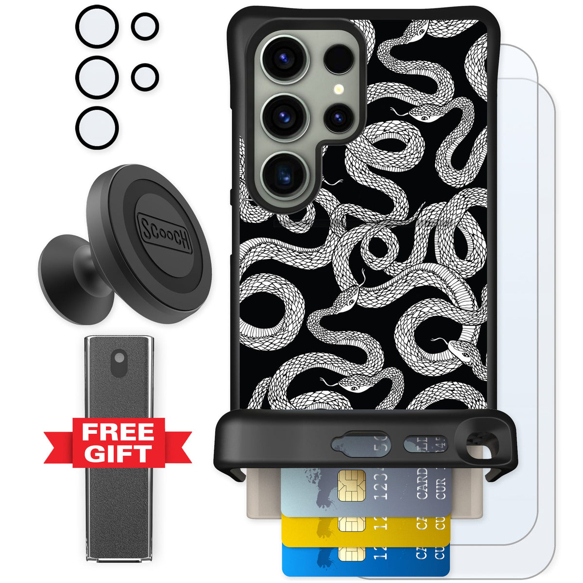 Scooch Wingmate Snakes for Galaxy S24 Ultra — Defender Bundle