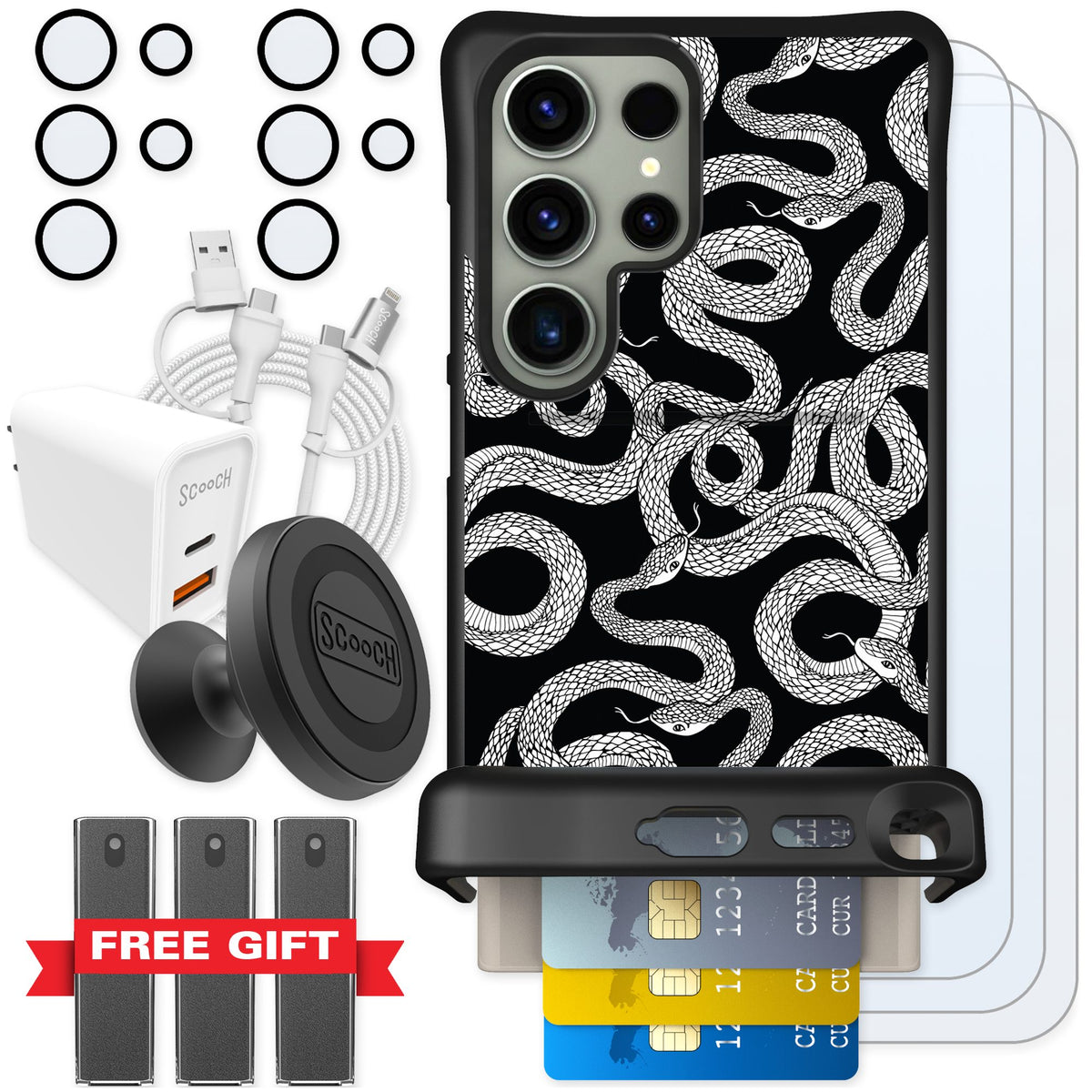 Scooch Wingmate Snakes for Galaxy S24 Ultra — Ultimate Bundle