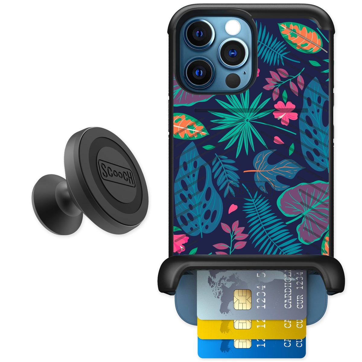Scooch Wingmate Tropical Leaves for iPhone 12 Pro — Starter Bundle