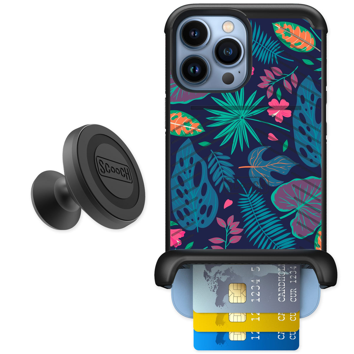 Scooch Wingmate Tropical Leaves for iPhone 13 Pro Max — Starter Bundle
