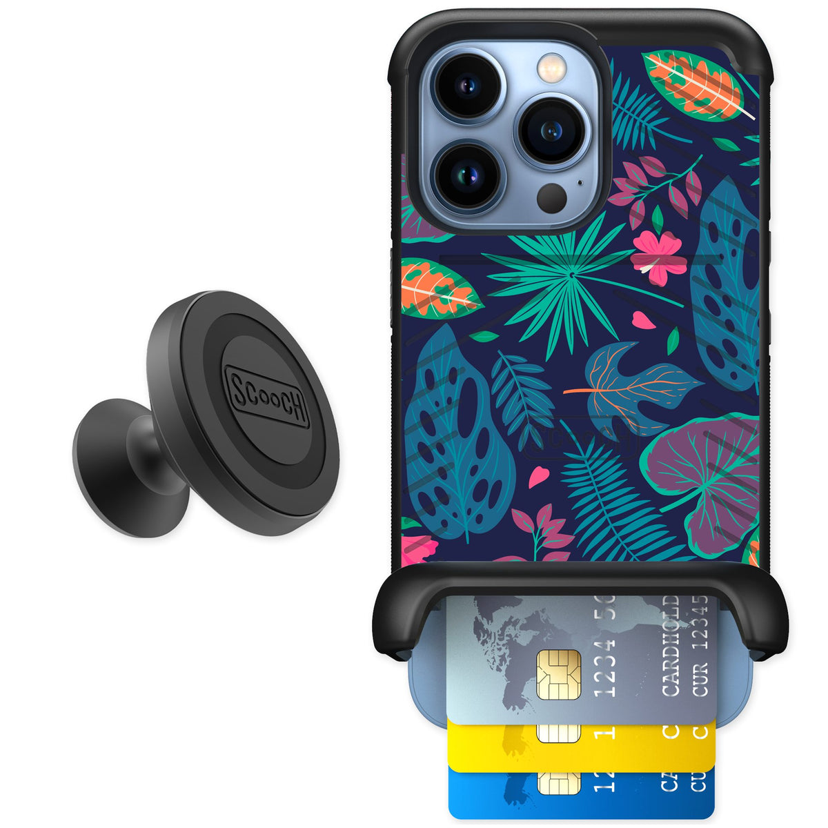 Scooch Wingmate Tropical Leaves for iPhone 13 Pro — Starter Bundle