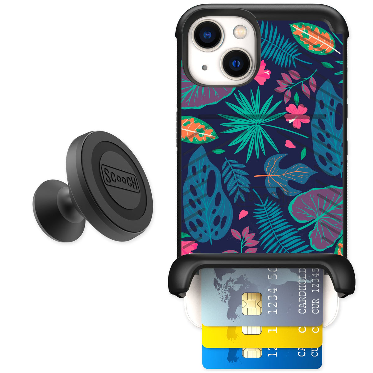 Scooch Wingmate Tropical Leaves for iPhone 13 — Starter Bundle