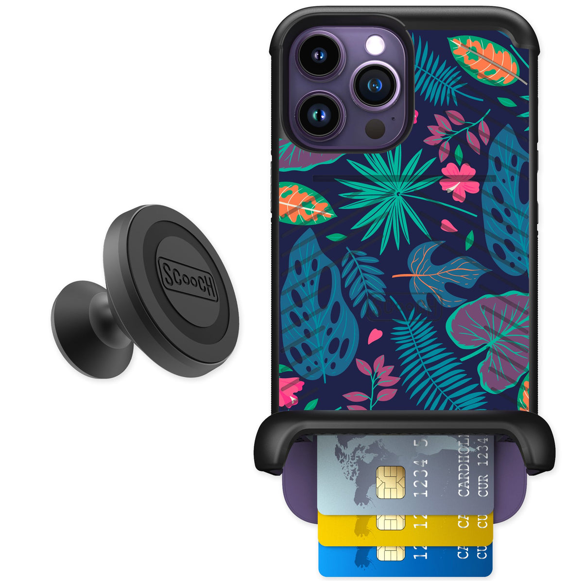 Scooch Wingmate Tropical Leaves for iPhone 14 Pro Max — Starter Bundle