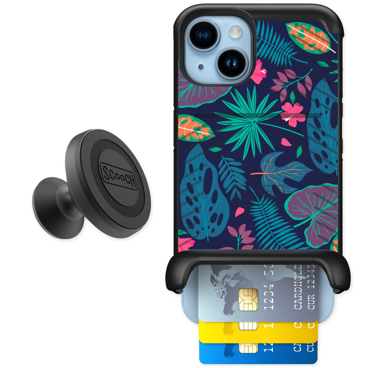 Scooch Wingmate Tropical Leaves for iPhone 14 — Starter Bundle