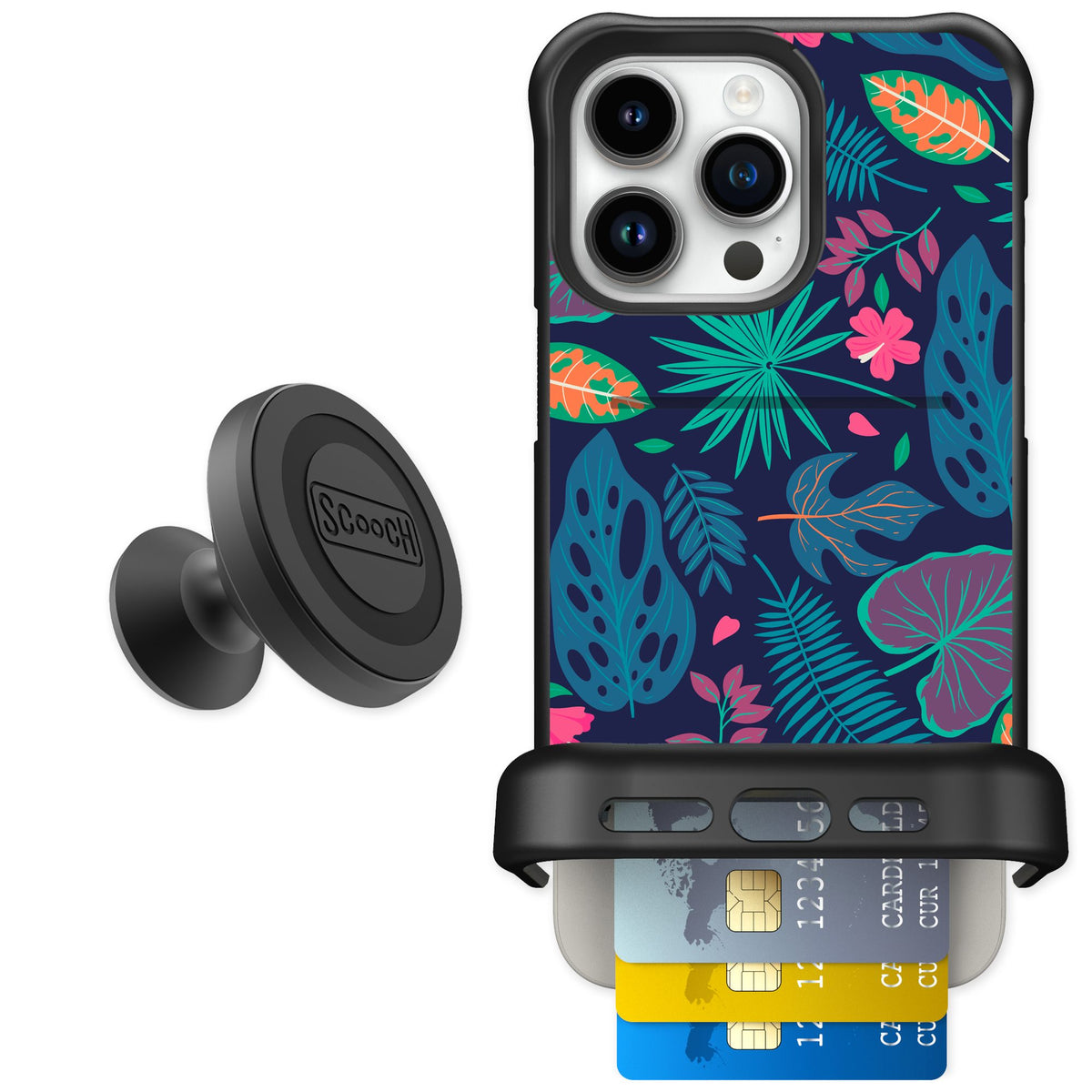 Scooch Wingmate Tropical Leaves for iPhone 15 Pro Max — Starter Bundle