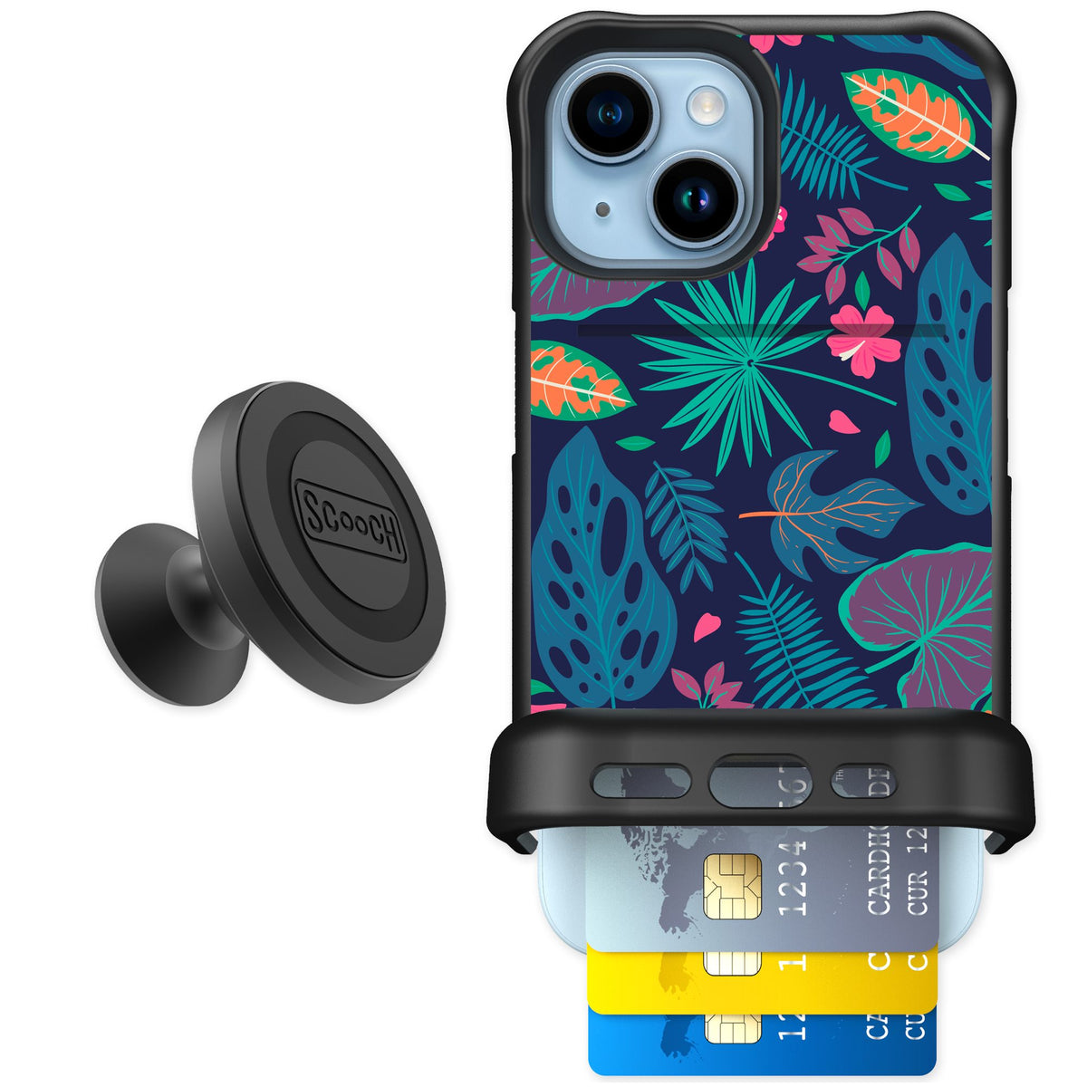 Scooch Wingmate Tropical Leaves for iPhone 15 — Starter Bundle
