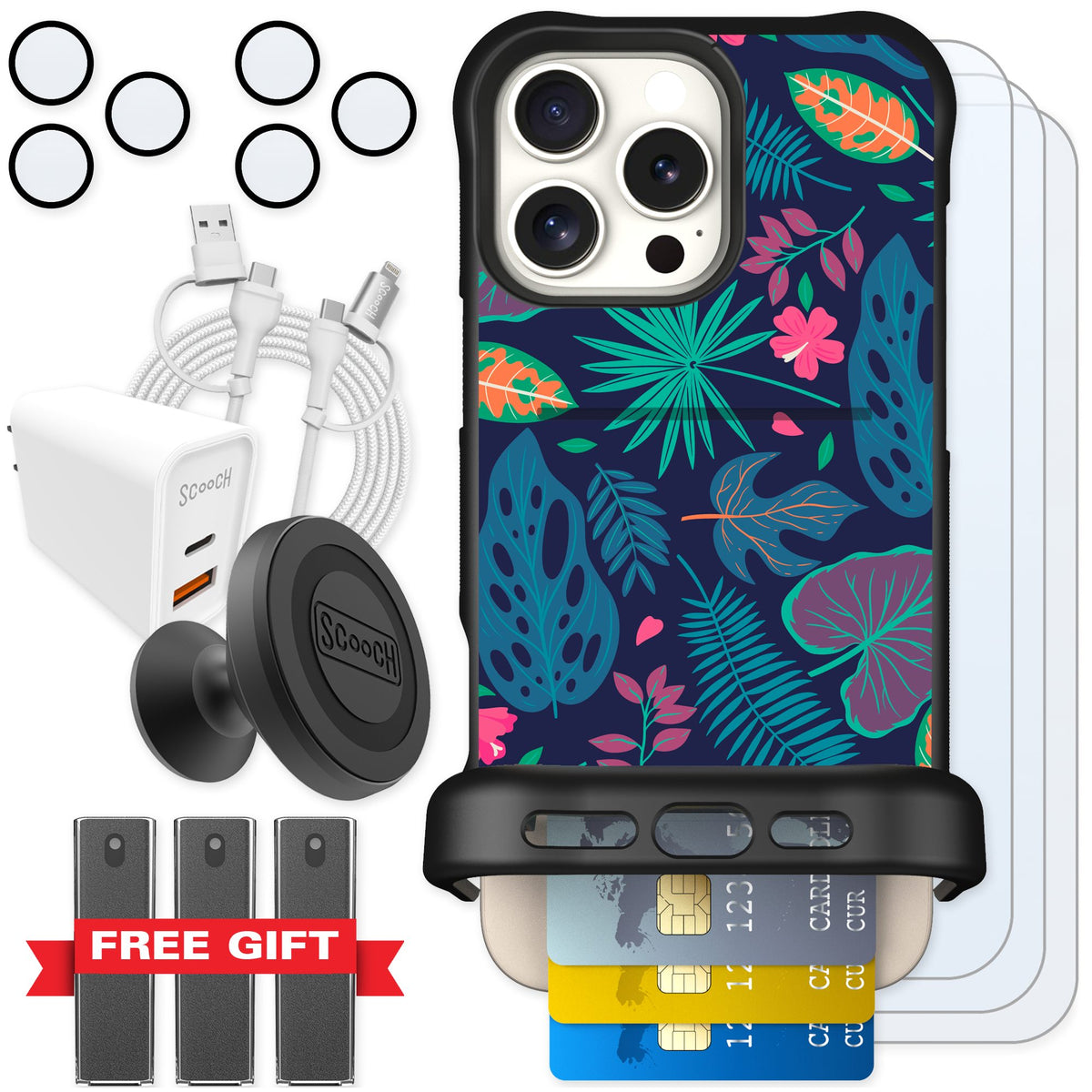 Scooch Wingmate Tropical Leaves for iPhone 16 Pro Max — Ultimate Bundle
