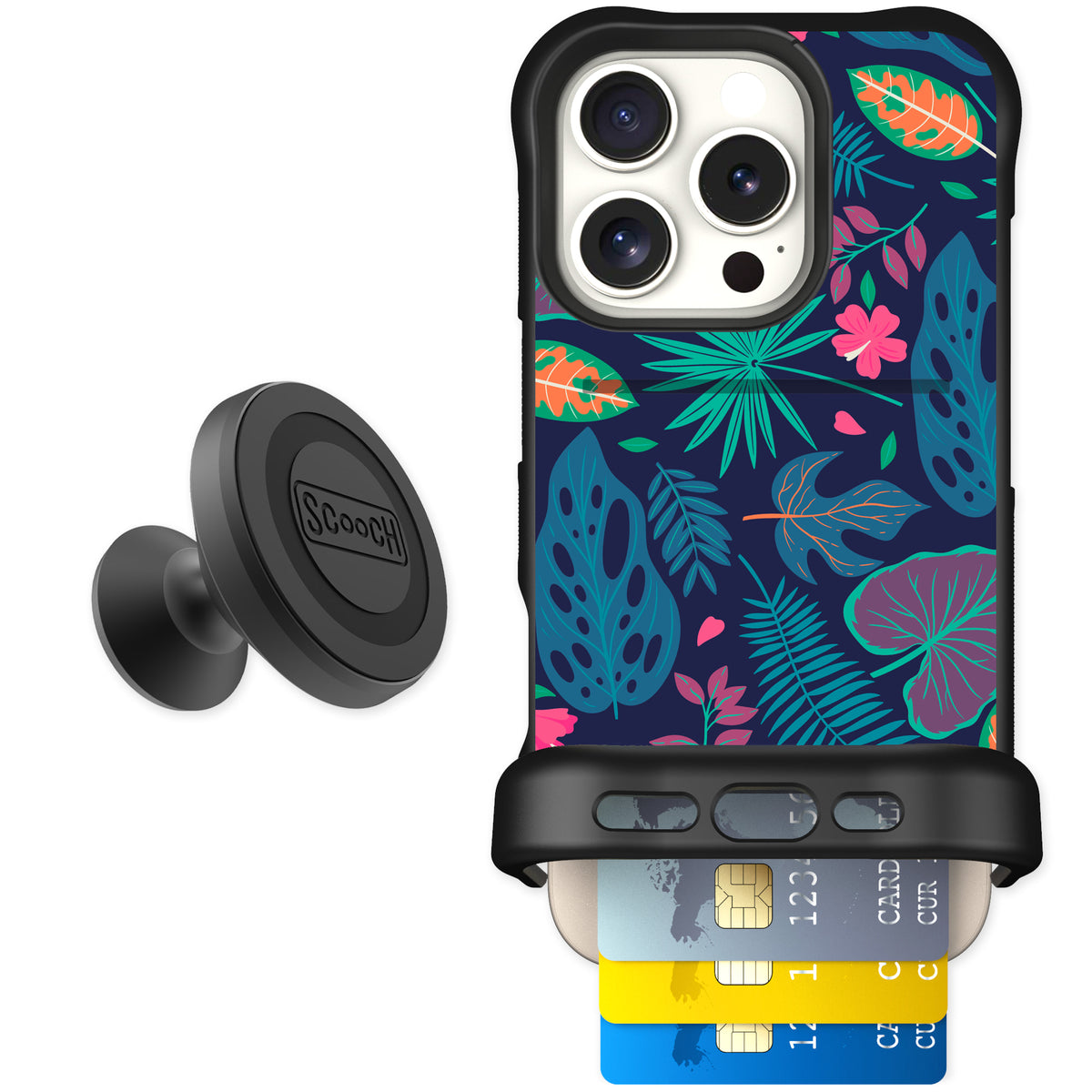 Scooch Wingmate Tropical Leaves for iPhone 16 Pro — Starter Bundle