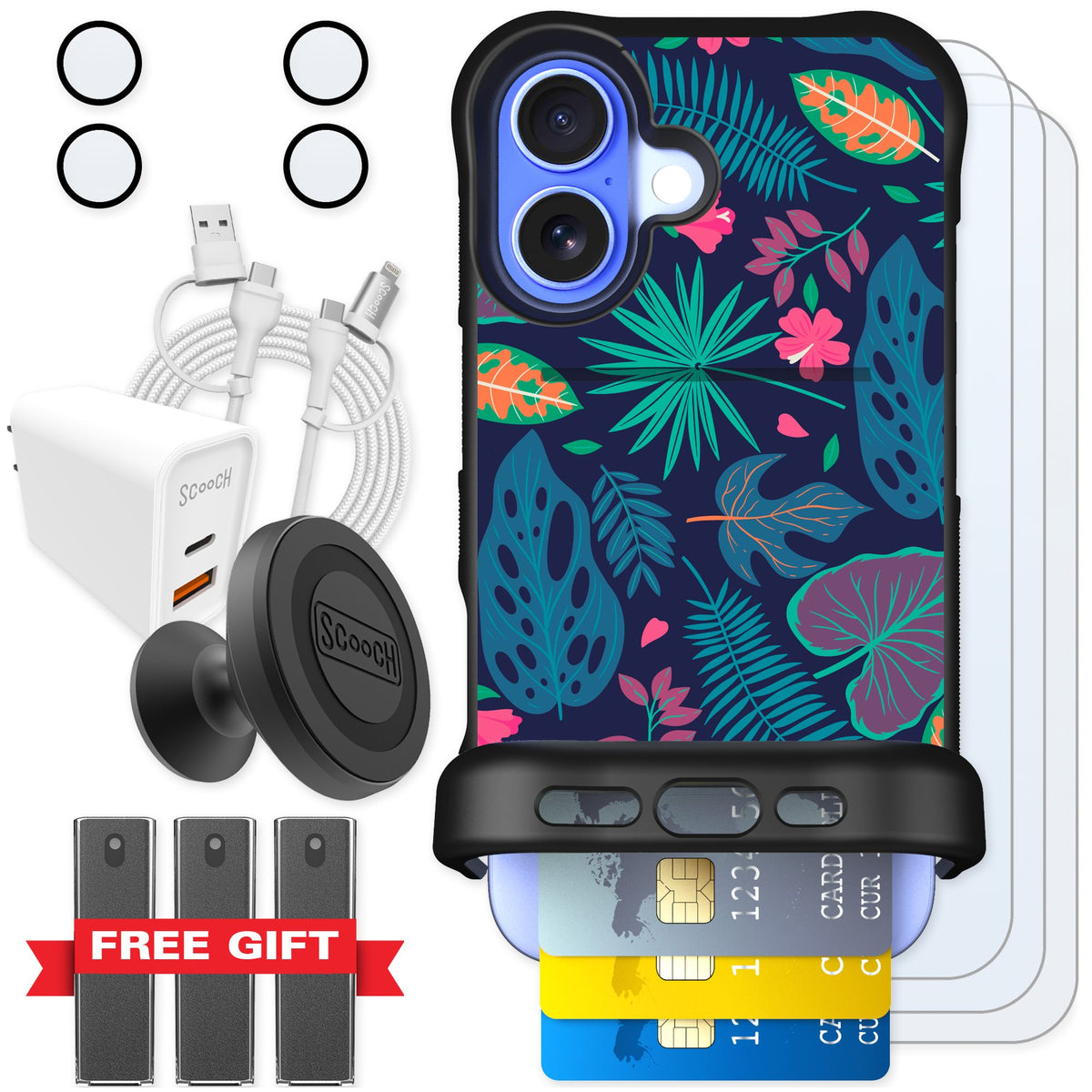 Scooch Wingmate Tropical Leaves for iPhone 16 — Ultimate Bundle