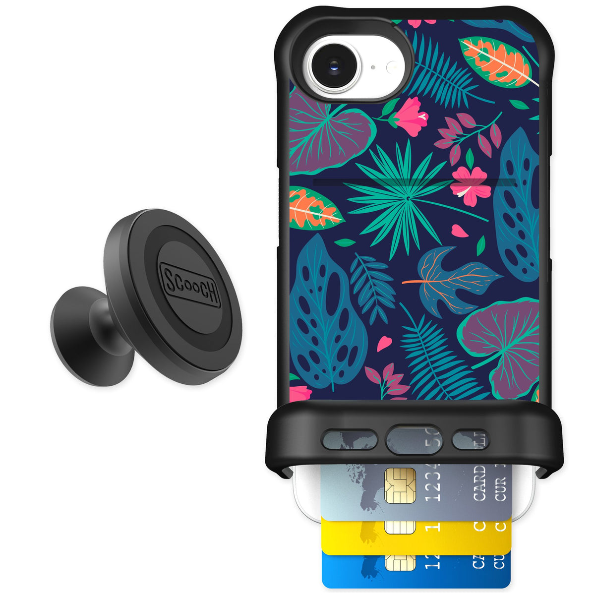 Scooch Wingmate Tropical Leaves for iPhone 16e — Starter Bundle