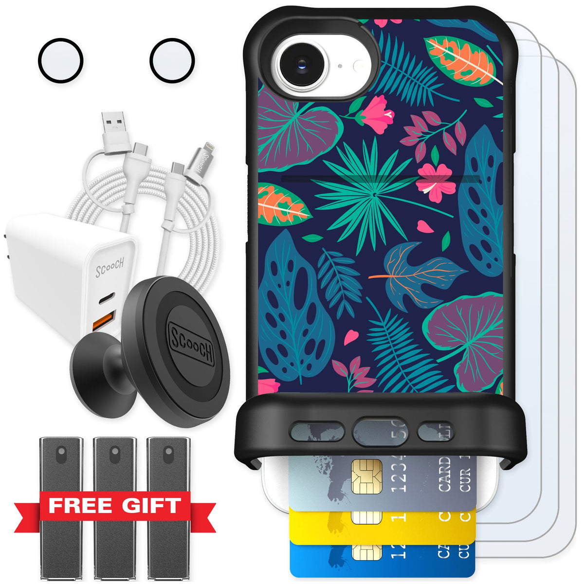 Scooch Wingmate Tropical Leaves for iPhone 16e — Ultimate Bundle