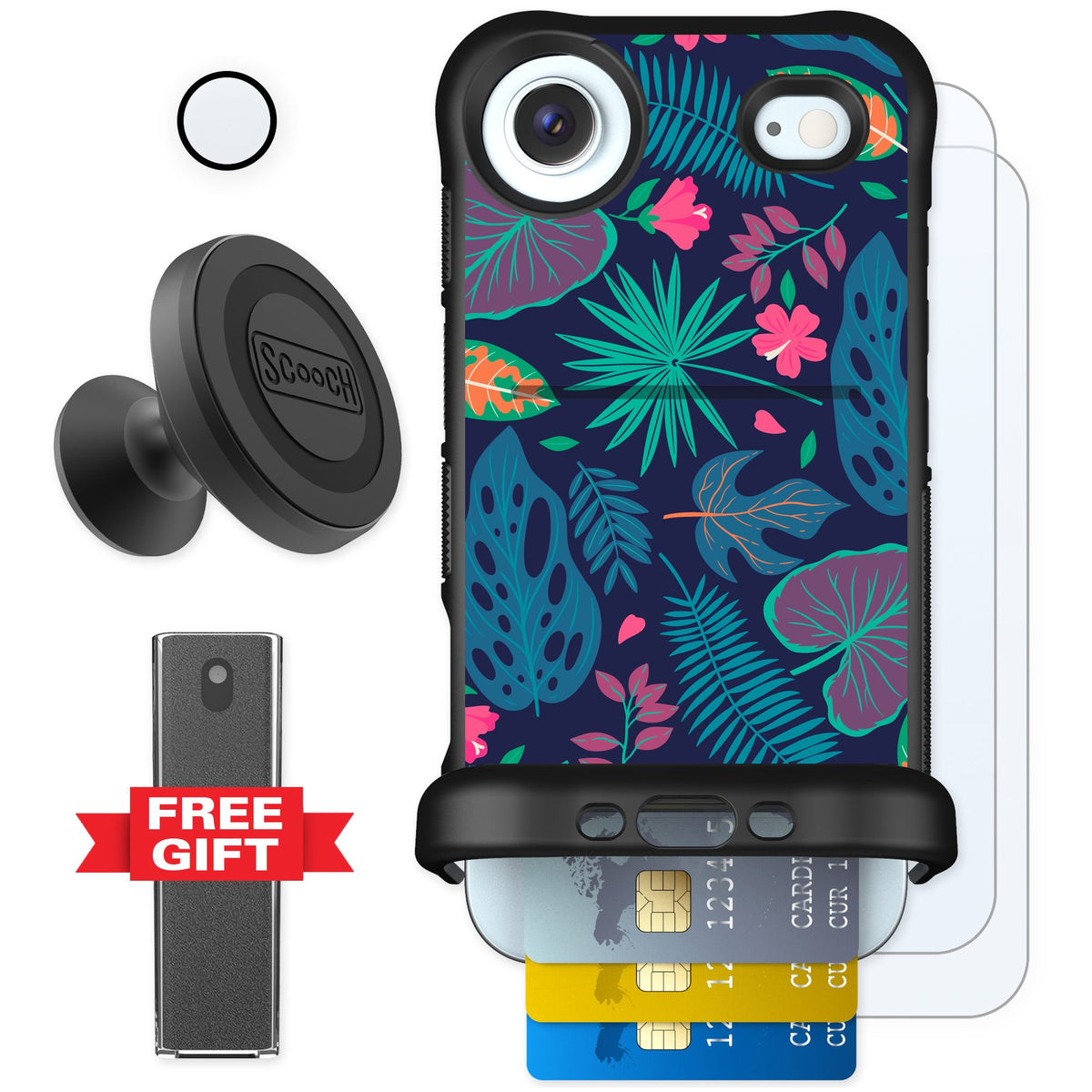 Scooch Wingmate Tropical Leaves for iPhone Air — Defender Bundle