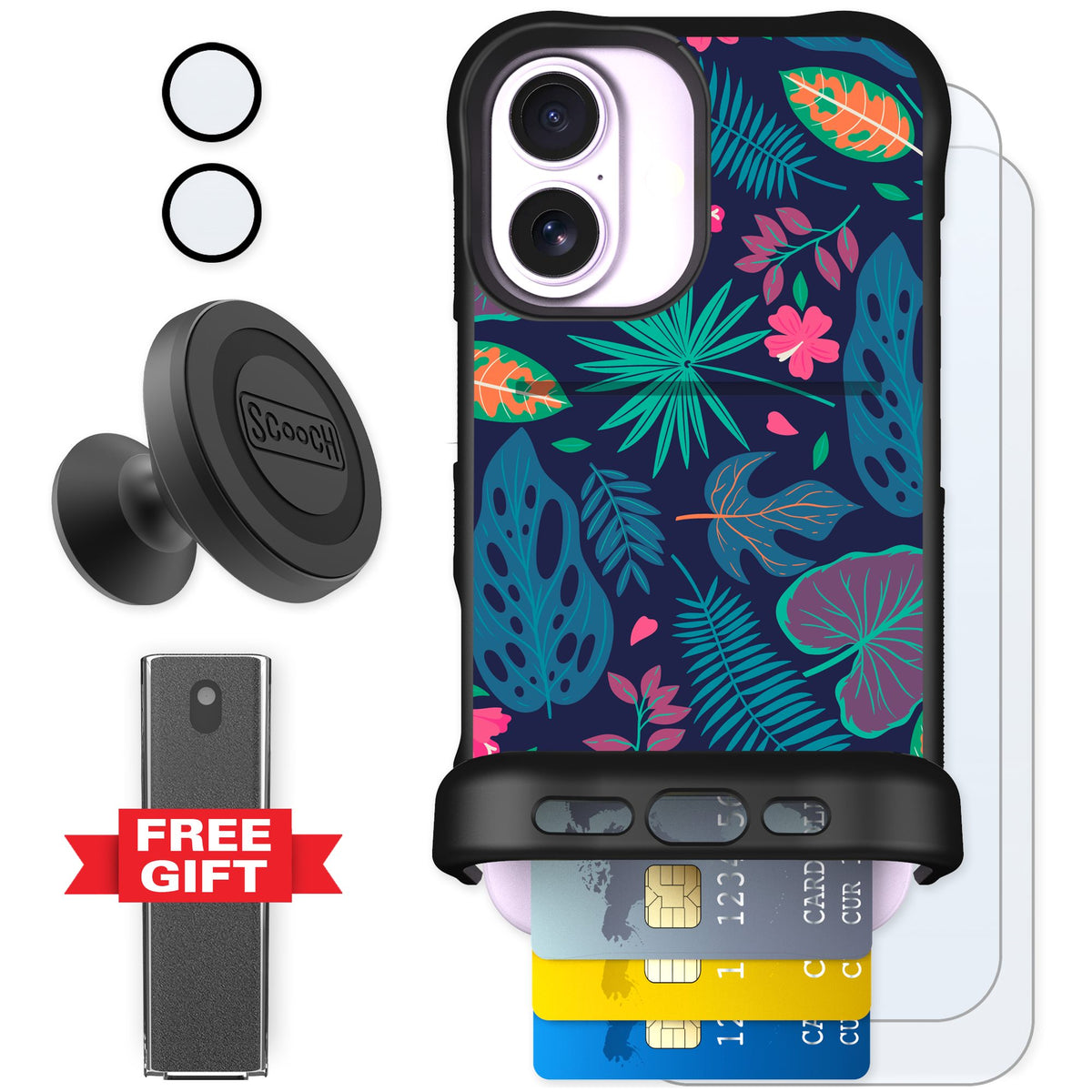 Scooch Wingmate Tropical Leaves for iPhone 17 — Defender Bundle