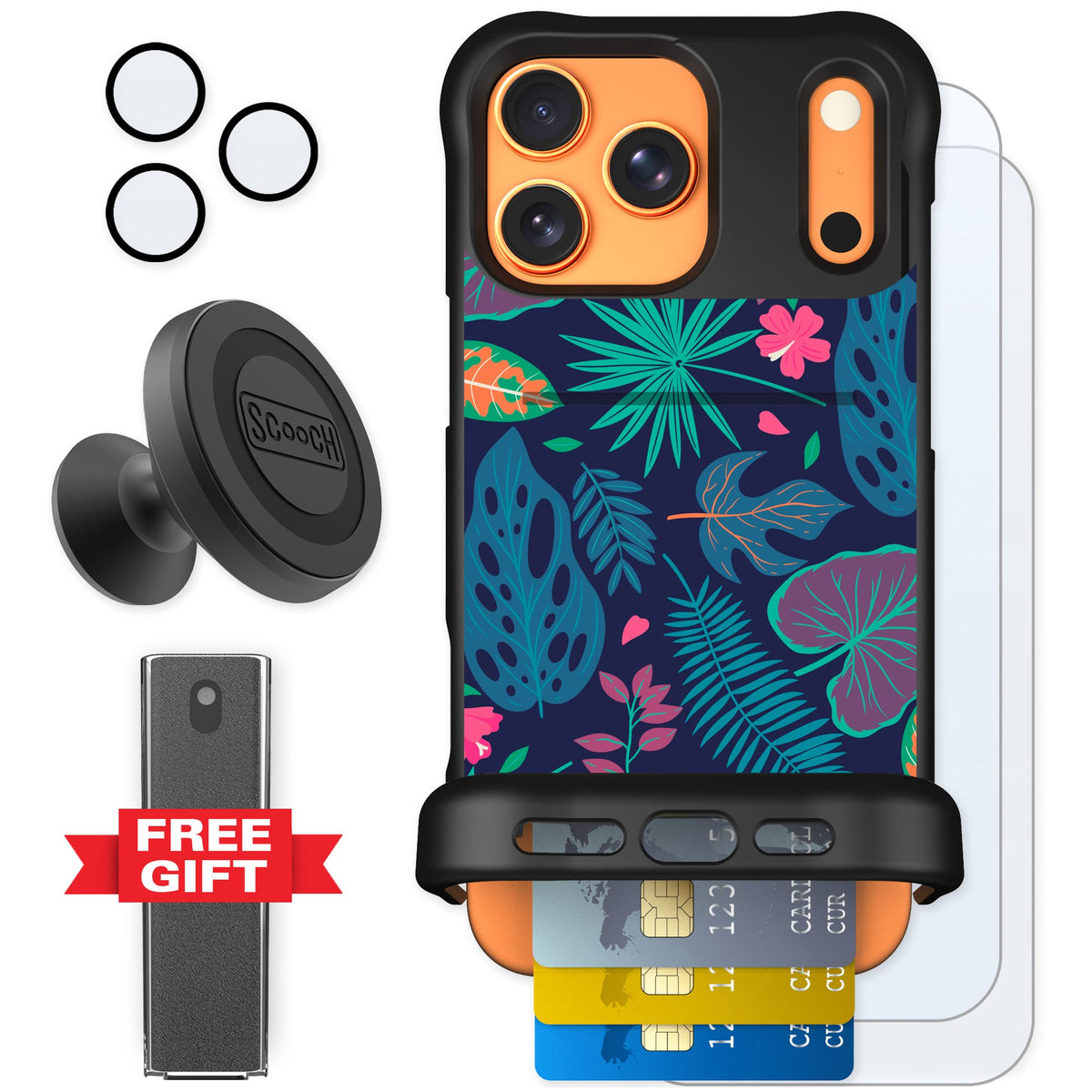 Scooch Wingmate Tropical Leaves for iPhone 17 Pro Max — Defender Bundle