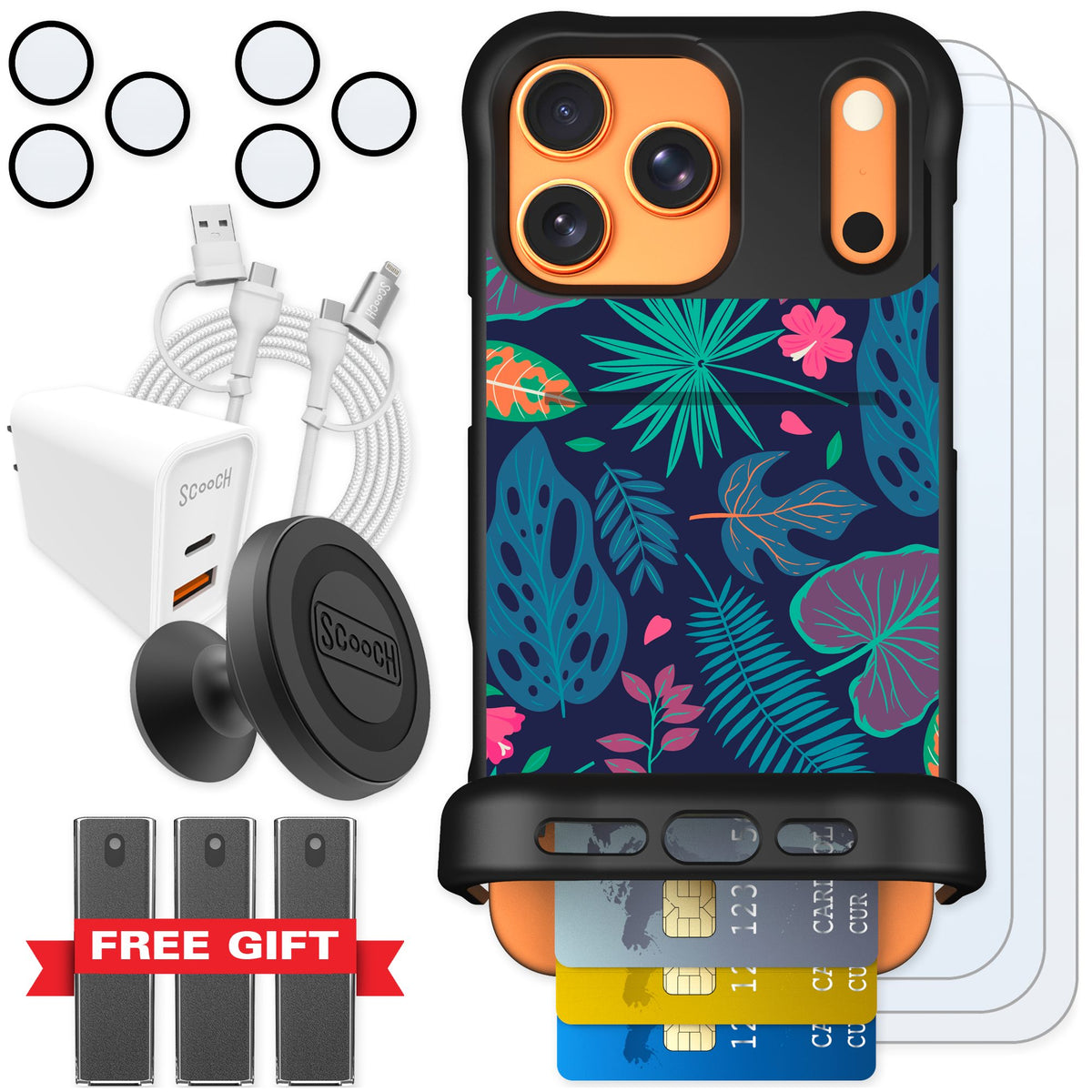 Scooch Wingmate Tropical Leaves for iPhone 17 Pro Max — Ultimate Bundle