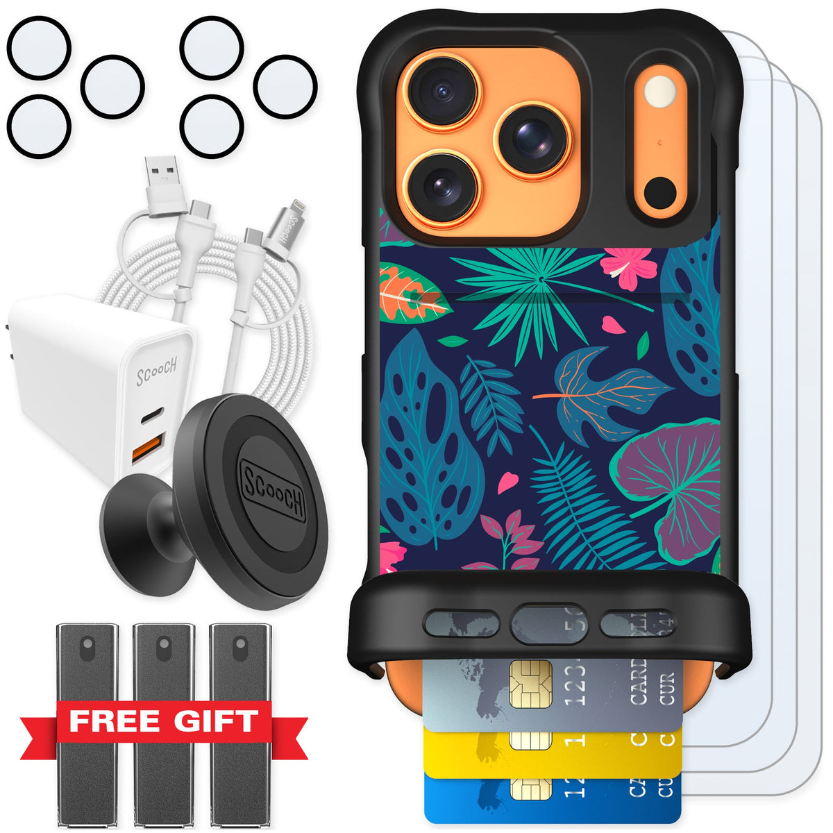 Scooch Wingmate Tropical Leaves for iPhone 17 Pro — Ultimate Bundle