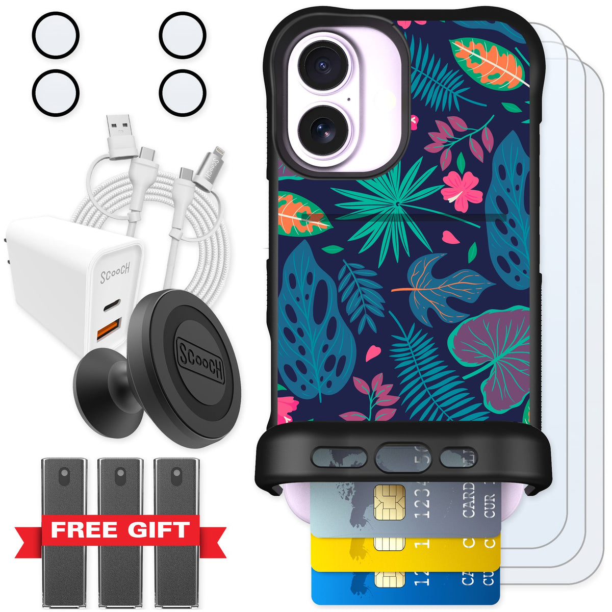 Scooch Wingmate Tropical Leaves for iPhone 17 — Ultimate Bundle