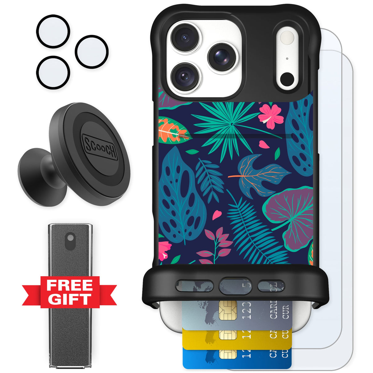 Scooch Wingmate Tropical Leaves for iPhone 18 Pro Max — Defender Bundle