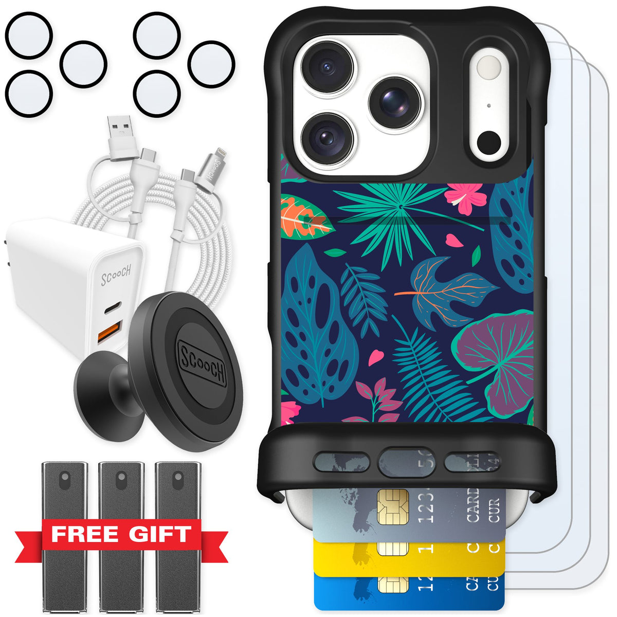 Scooch Wingmate Tropical Leaves for iPhone 18 Pro — Ultimate Bundle