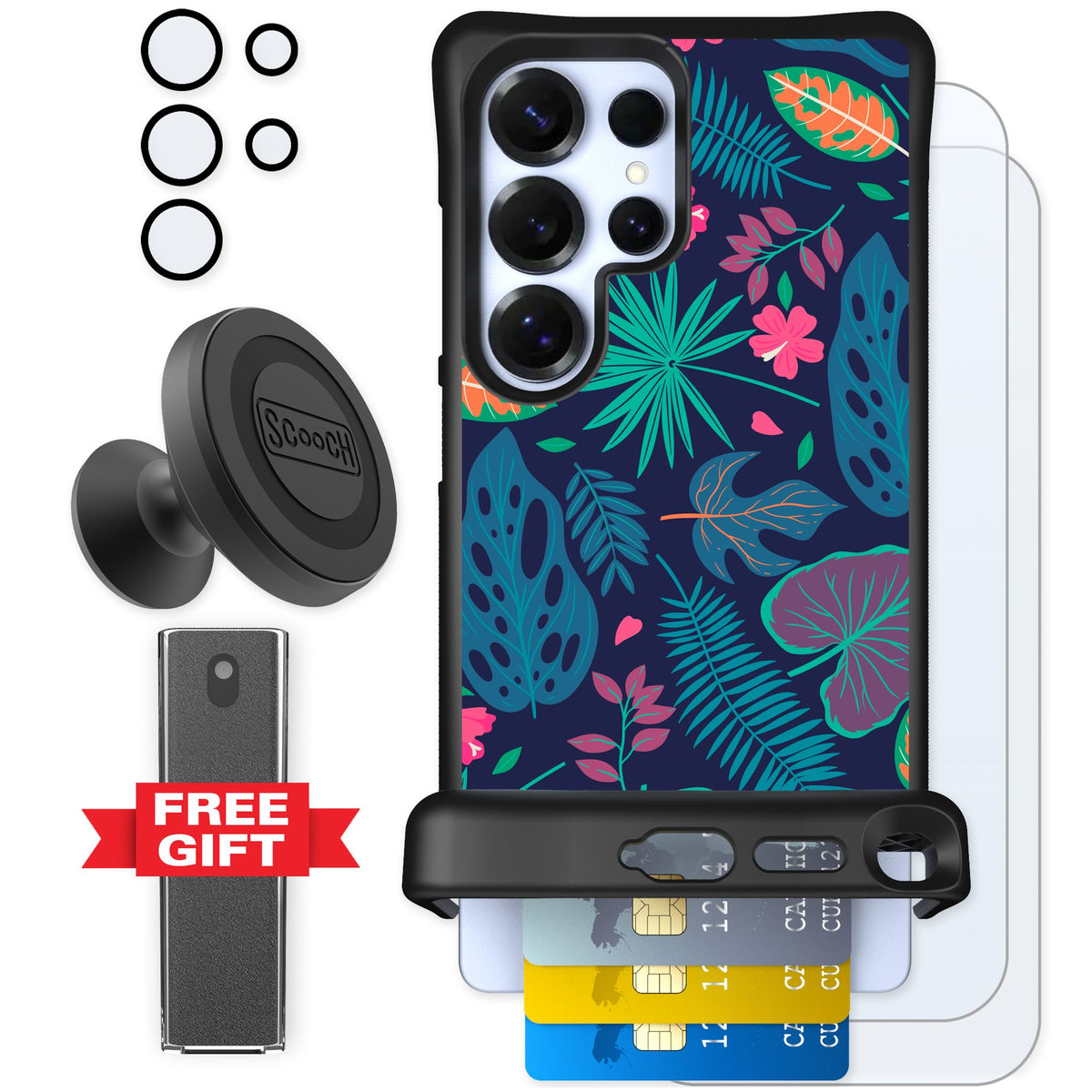 Scooch Wingmate Tropical Leaves for Galaxy S25 Ultra — Defender Bundle