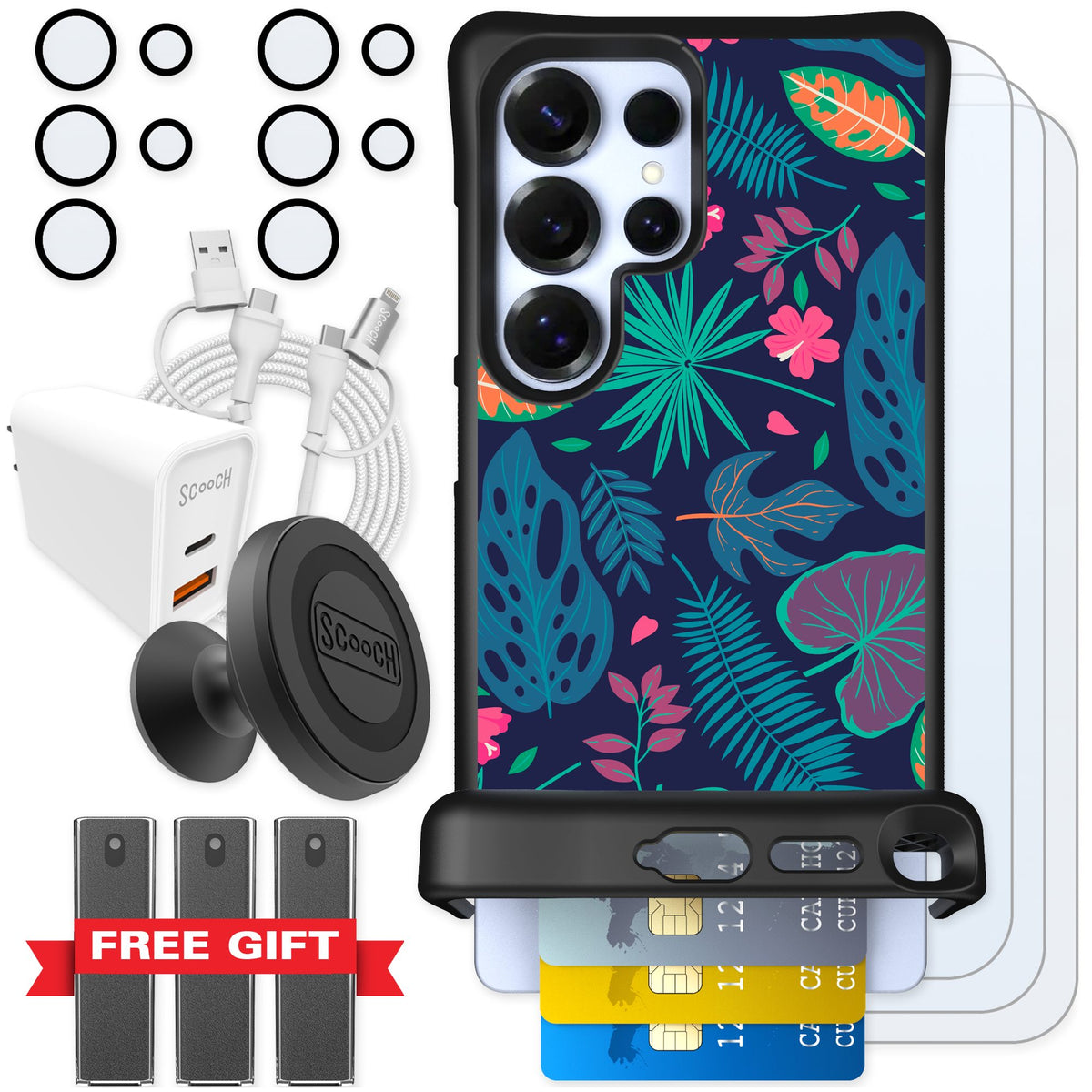 Scooch Wingmate Tropical Leaves for Galaxy S25 Ultra — Ultimate Bundle