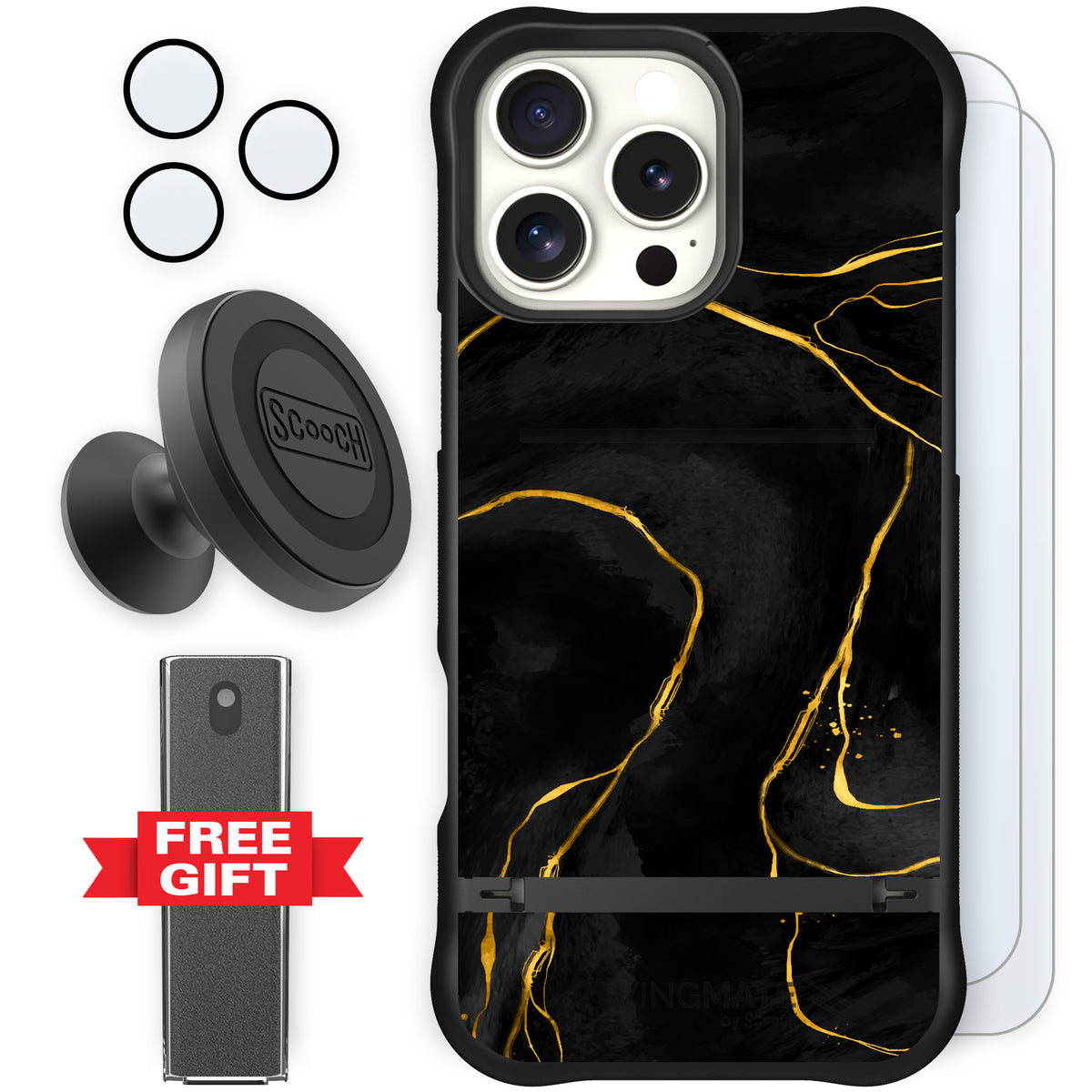 Wingmate Black Marble iPhone 16 Pro Max Defender Bundle | 2026-09-27