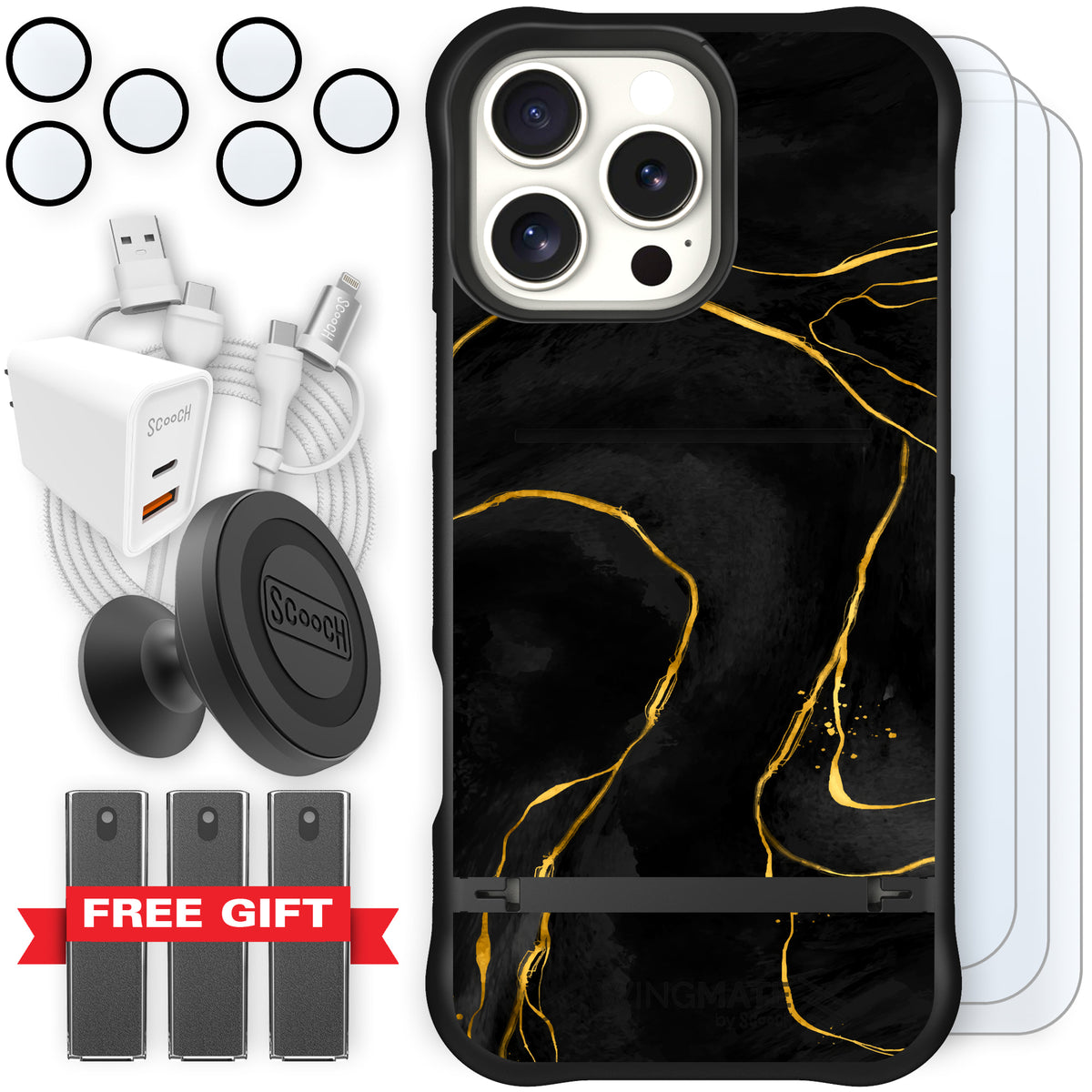 Wingmate Black Marble iPhone 16 Pro Max Ultimate Bundle | 2026-09-27