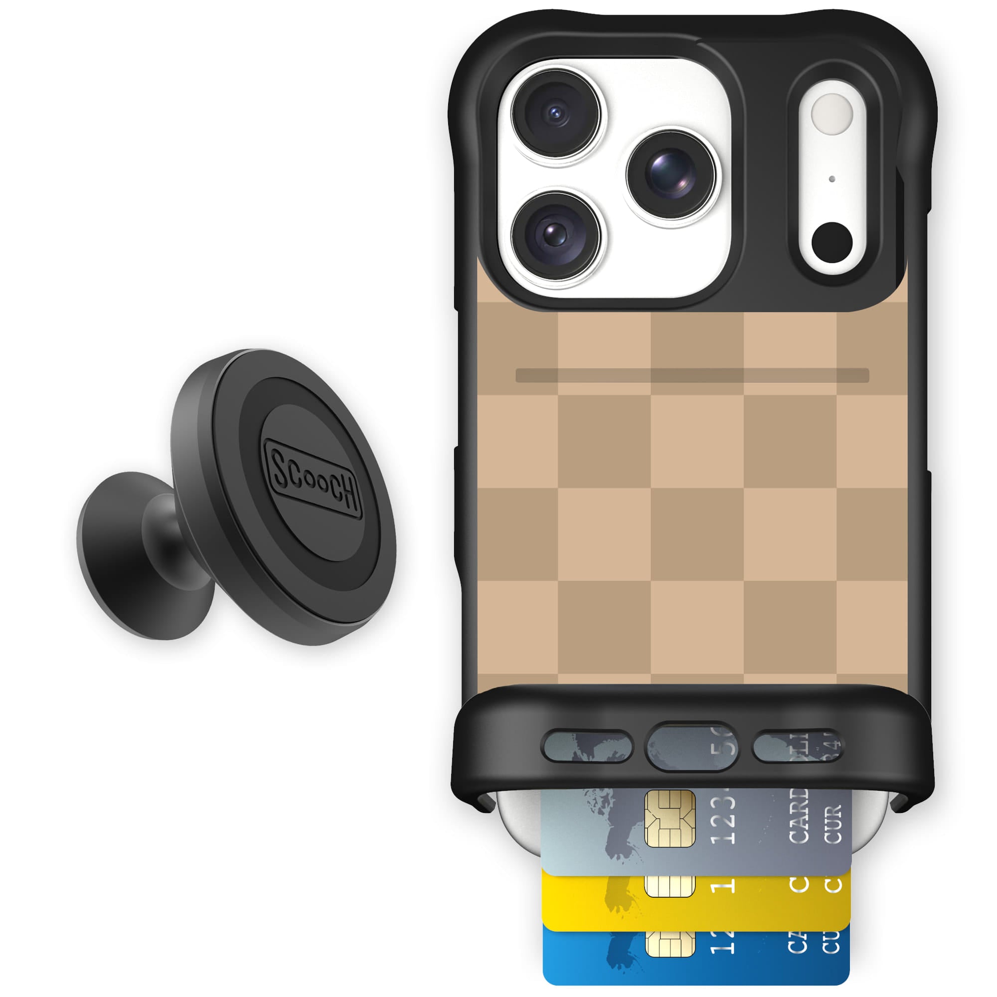 Wingmate Checkered Beige for iPhone 18 Pro — Starter Bundle