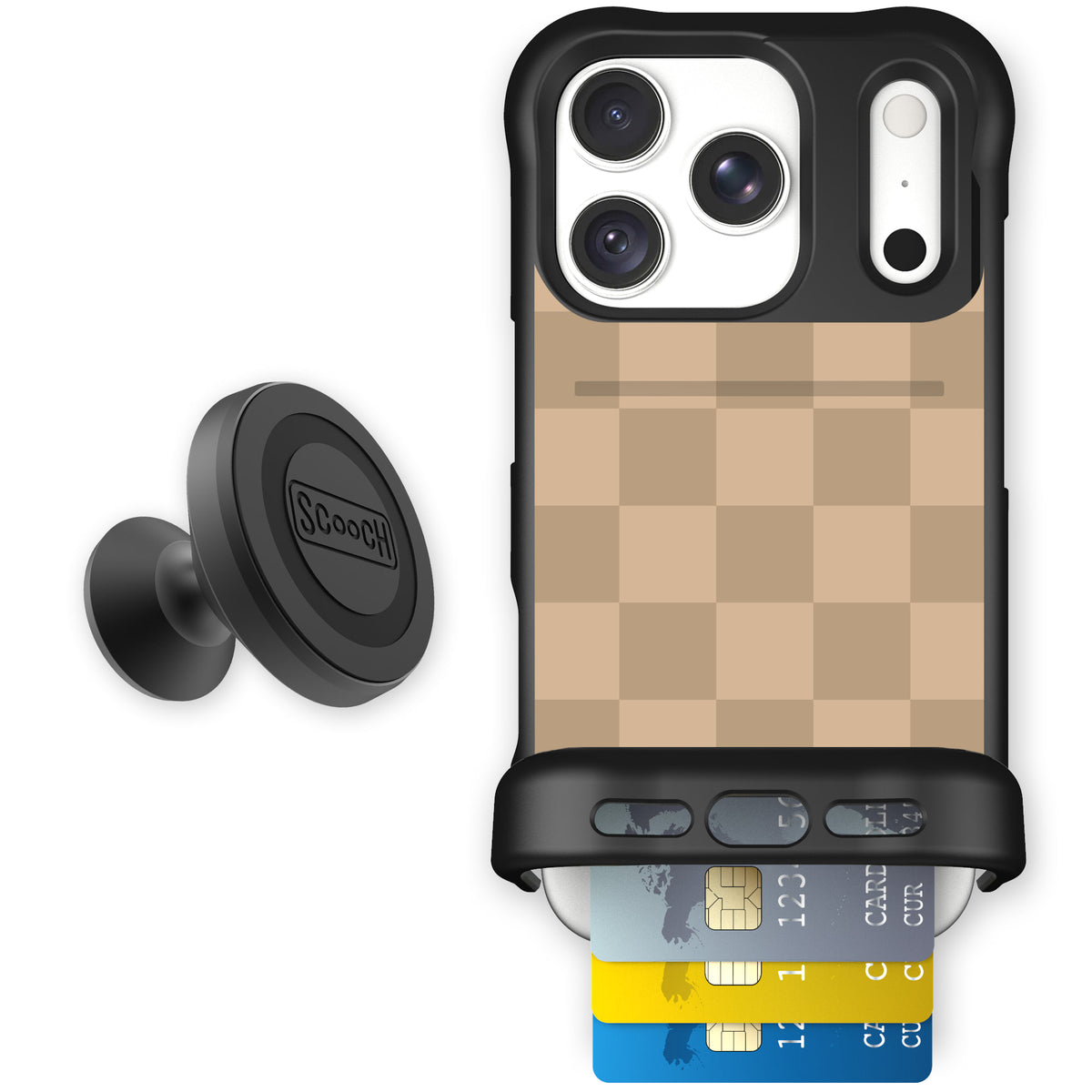 Wingmate Checkered Beige for iPhone 18 Pro — Starter Bundle