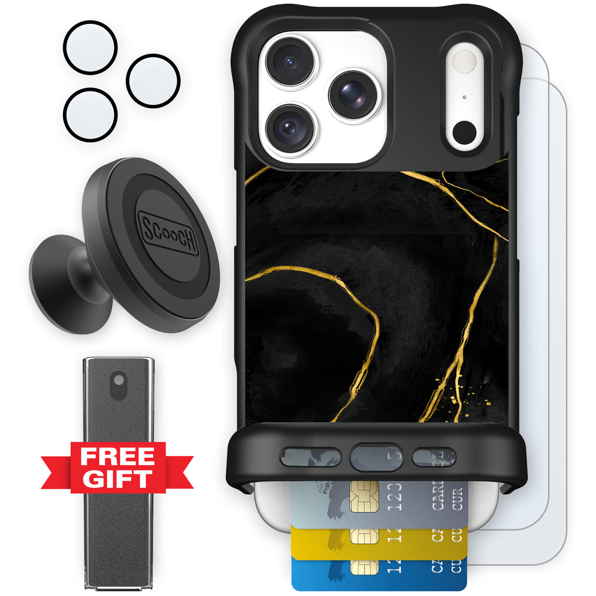 Wingmate Black Marble for iPhone 18 Pro Max — Defender Bundle