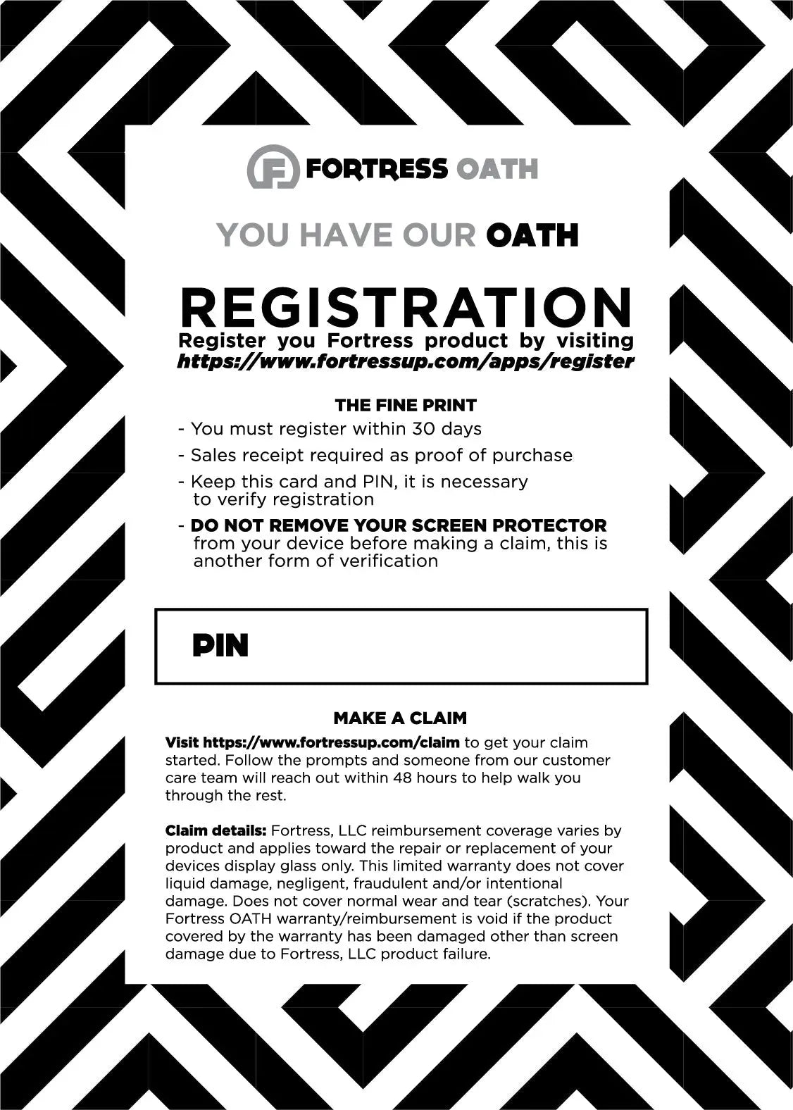 Fortress Fortress OATH Card - $100 to $250 Device Insurance   5.99