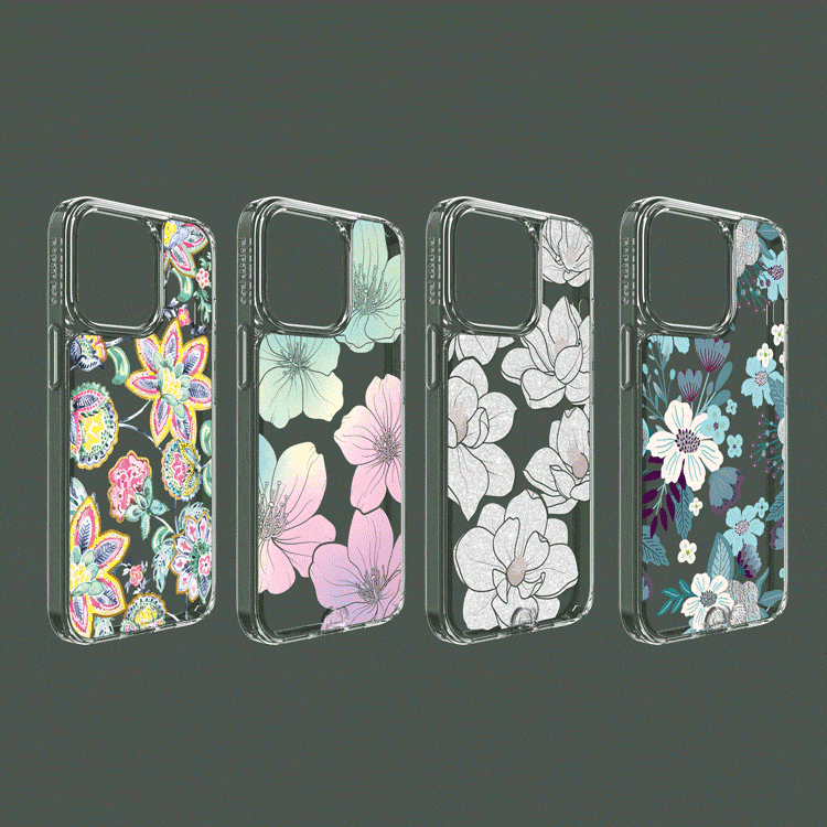Fortress Infinite Glass Swipe Style Inserts (Floral Forms Collection) for iPhone 13 Pro Infinite Glass Case