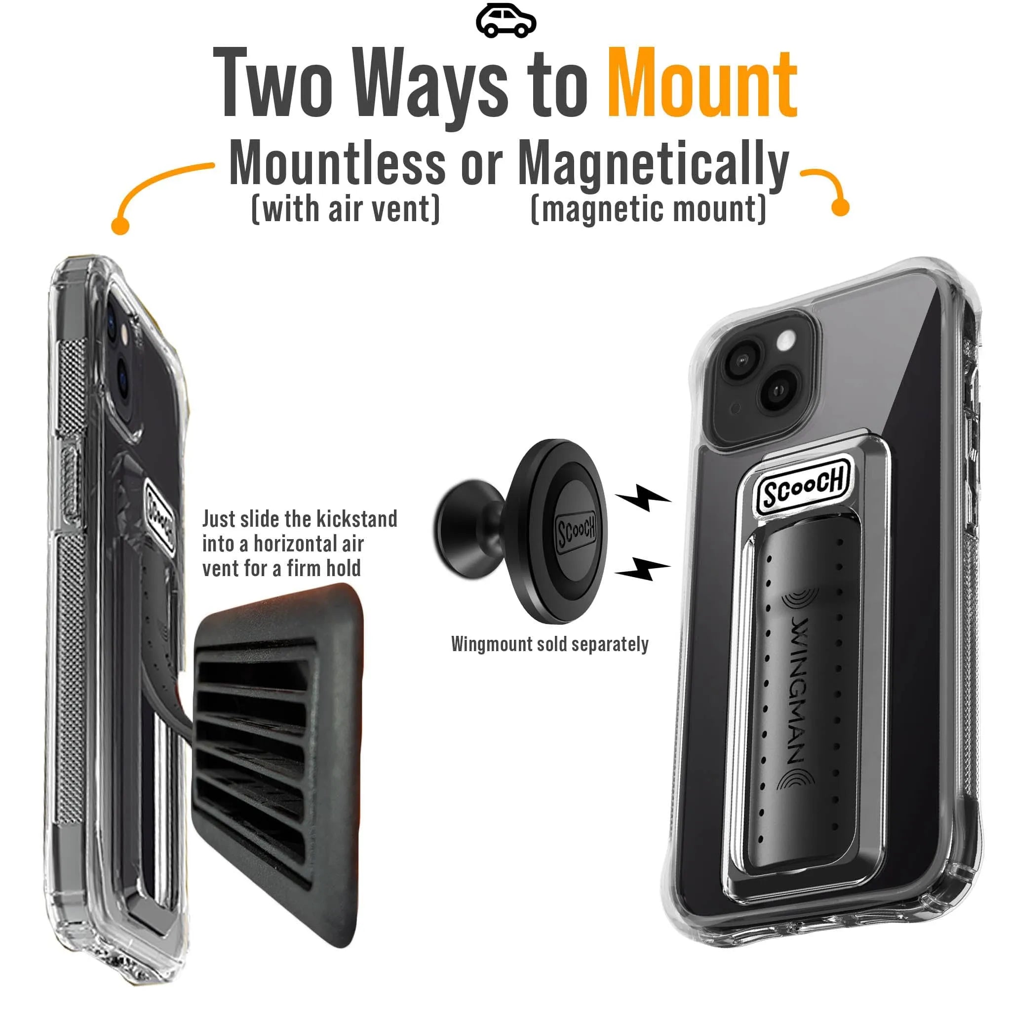 iPhone 13 Mini Case with Kickstand, Phone Grip, and Mount - Wingman